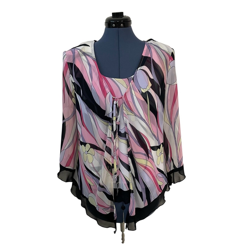 Vtg R M Richards Floral Whimsigth Layered Sleeveless Top Jacket Fairy 14 Set